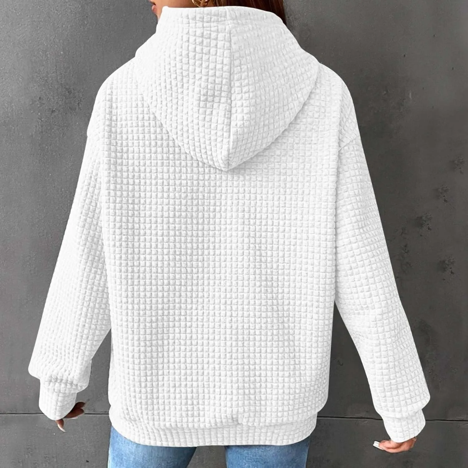 Hoodies for Women Trendy Oversized Waffle Knit Hooded Sweatshirts with Pockets Comfy Fall Sweatshirts Outfits