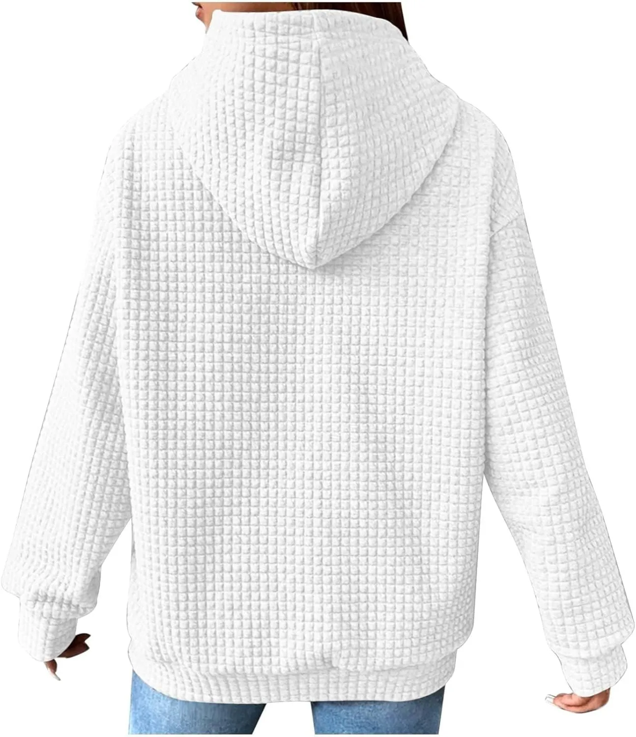 Hoodies for Women Trendy Oversized Waffle Knit Hooded Sweatshirts with Pockets Comfy Fall Sweatshirts Outfits