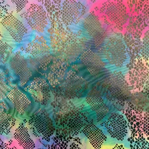 Hot Pink Blue Anaconda Tie Dye Hologram Snake Skin Nylon Spandex Fabric