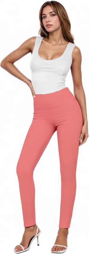 Hybrid & Company Women Stretch Skinny Dress Pants Nylon Ponte Pull On Office Leggings Trousers