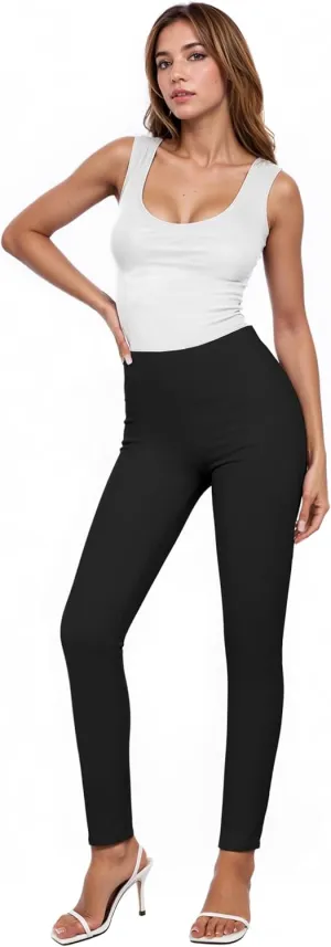 Hybrid & Company Women Stretch Skinny Dress Pants Nylon Ponte Pull On Office Leggings Trousers