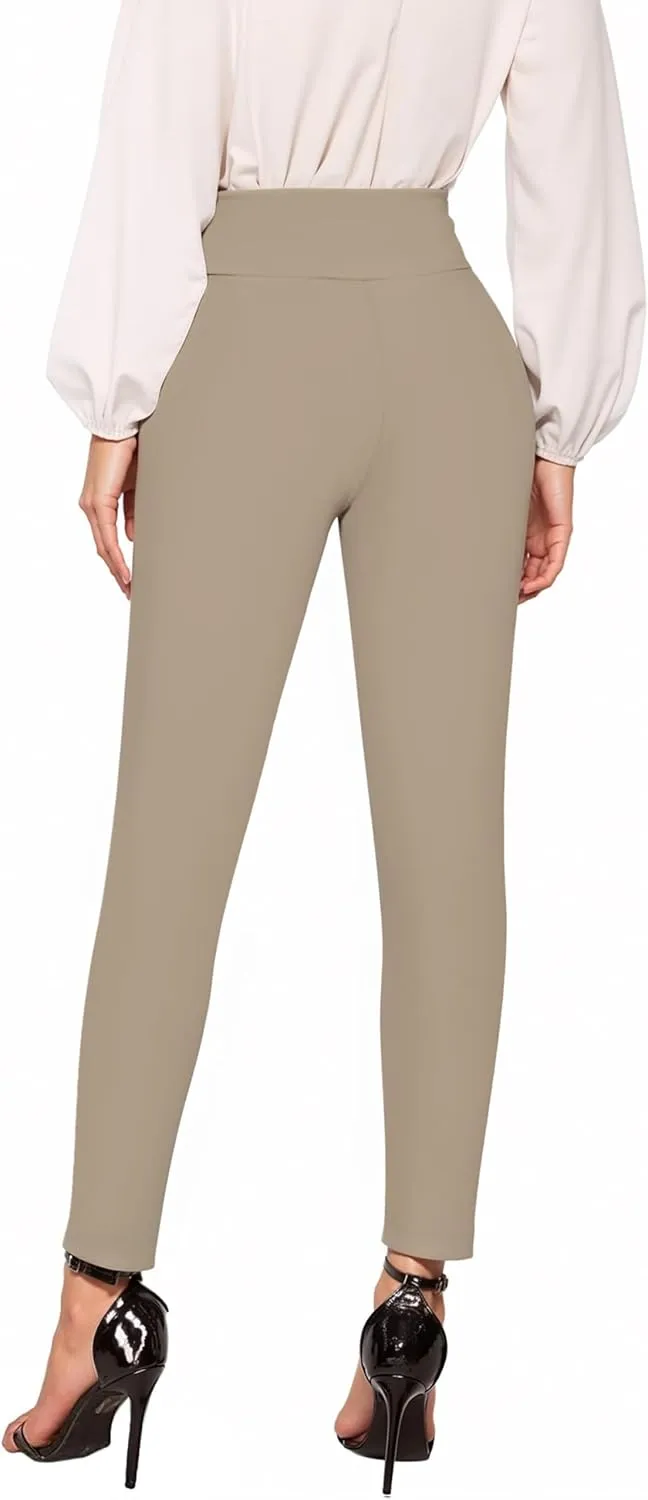 Hybrid & Company Women Stretch Skinny Dress Pants Nylon Ponte Pull On Office Leggings Trousers