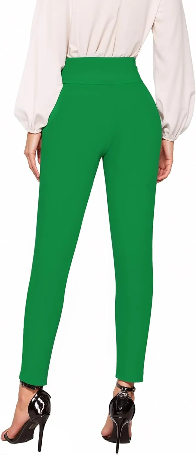 Hybrid & Company Women Stretch Skinny Dress Pants Nylon Ponte Pull On Office Leggings Trousers
