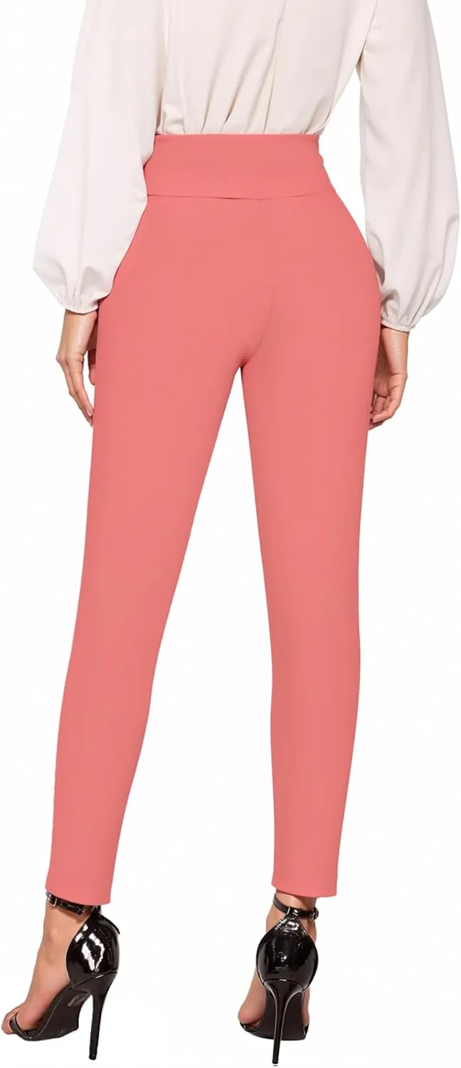 Hybrid & Company Women Stretch Skinny Dress Pants Nylon Ponte Pull On Office Leggings Trousers