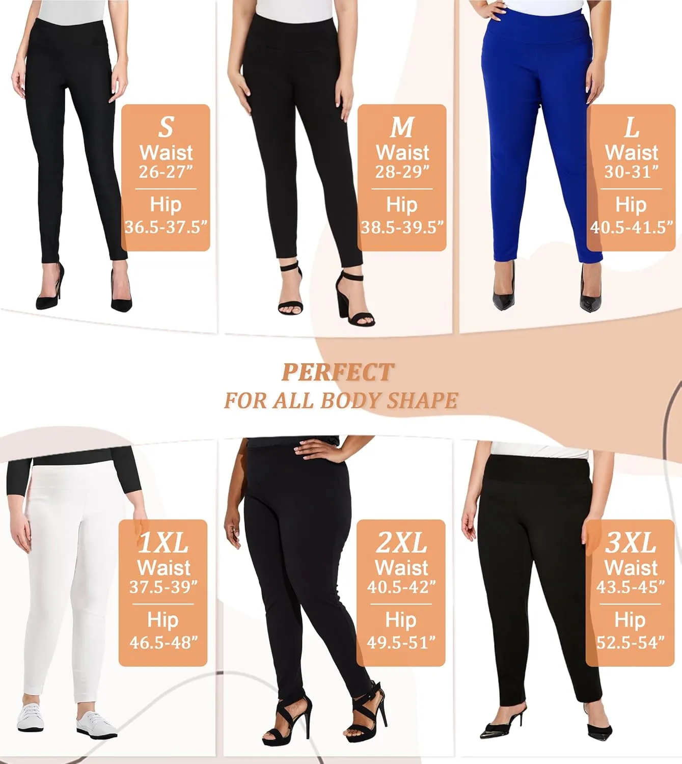 Hybrid & Company Women Stretch Skinny Dress Pants Nylon Ponte Pull On Office Leggings Trousers