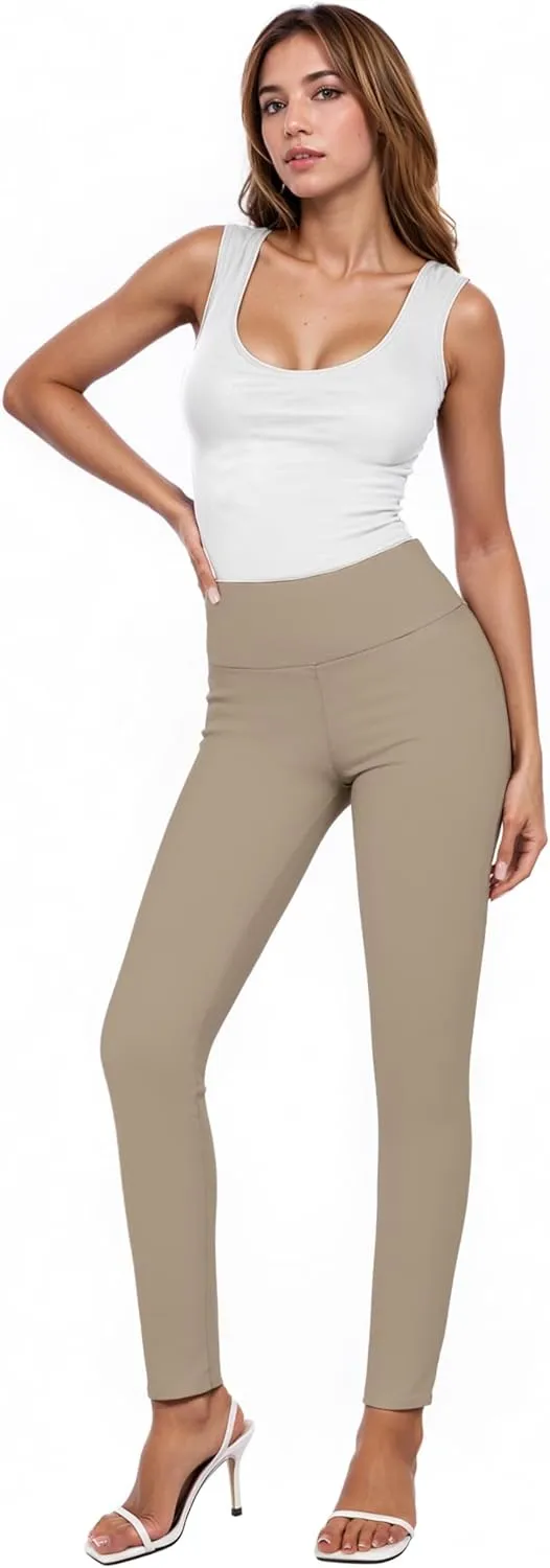 Hybrid & Company Women Stretch Skinny Dress Pants Nylon Ponte Pull On Office Leggings Trousers
