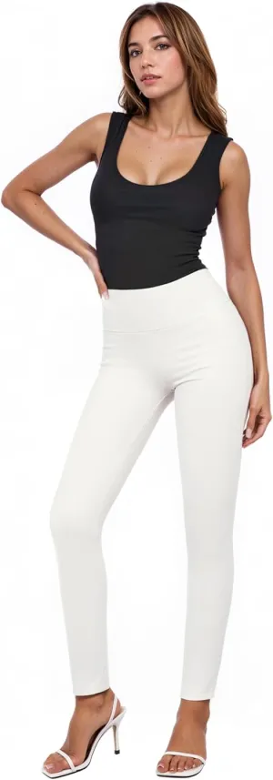 Hybrid & Company Women Stretch Skinny Dress Pants Nylon Ponte Pull On Office Leggings Trousers