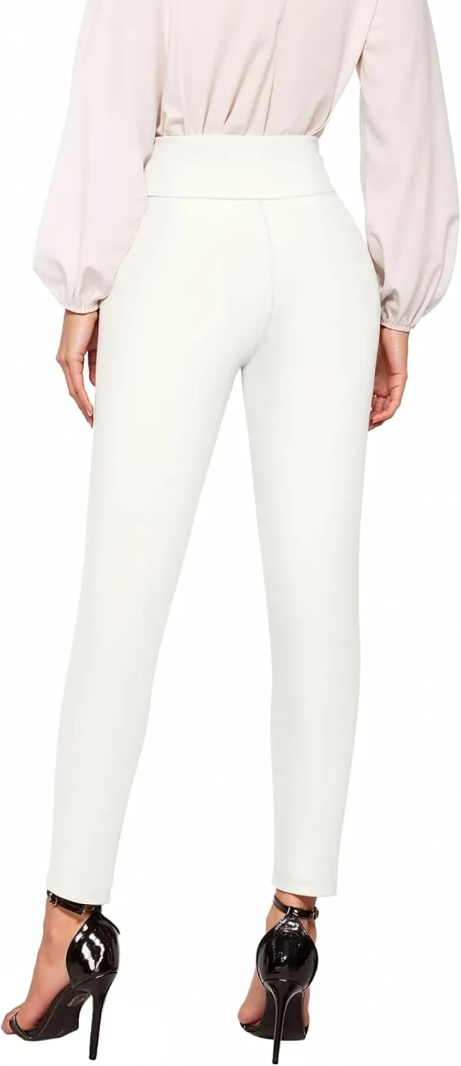 Hybrid & Company Women Stretch Skinny Dress Pants Nylon Ponte Pull On Office Leggings Trousers