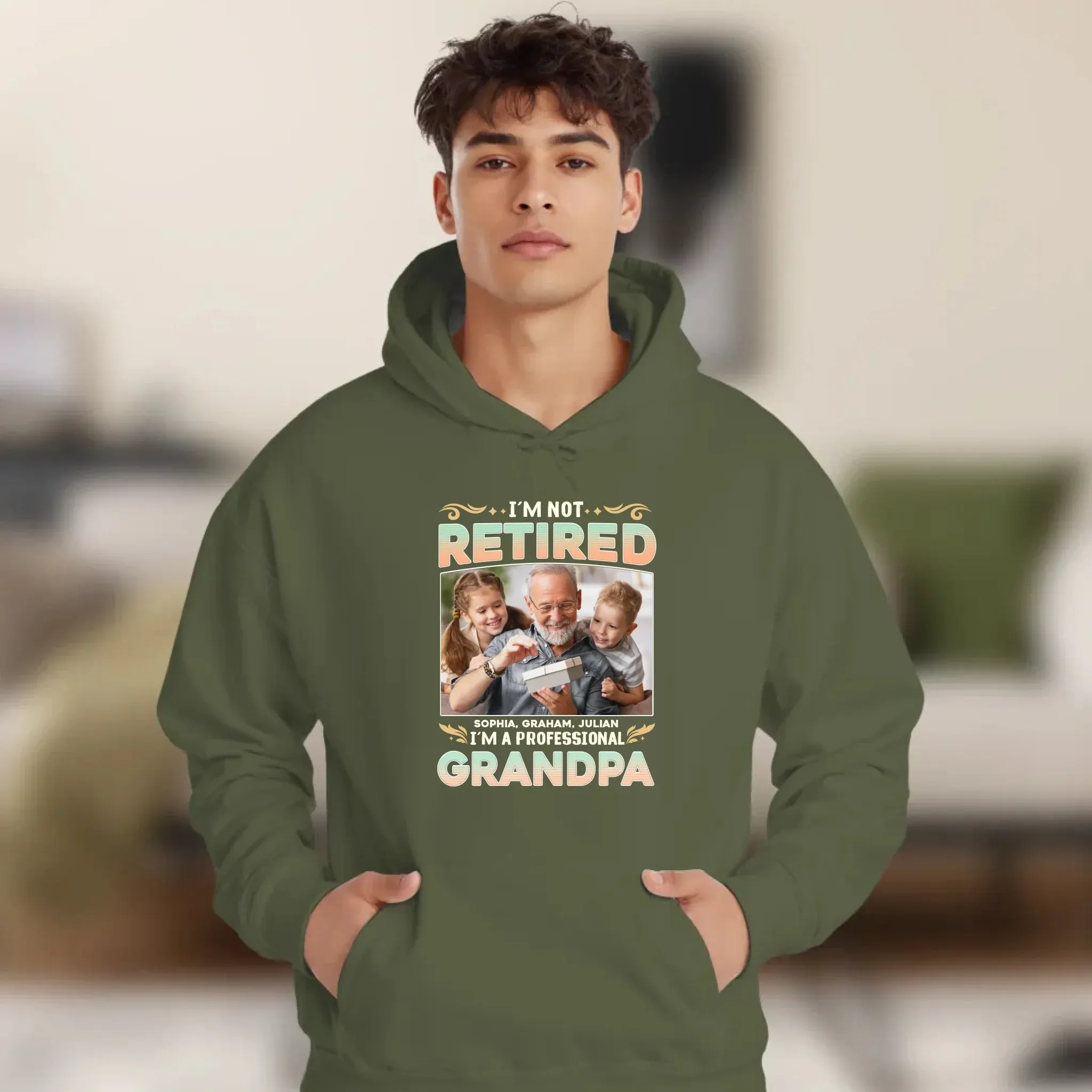 I'm Not Retired, I'm A Professional Grandpa - Custom Photo - Personalized Gifts For Grandpa - Hoodie