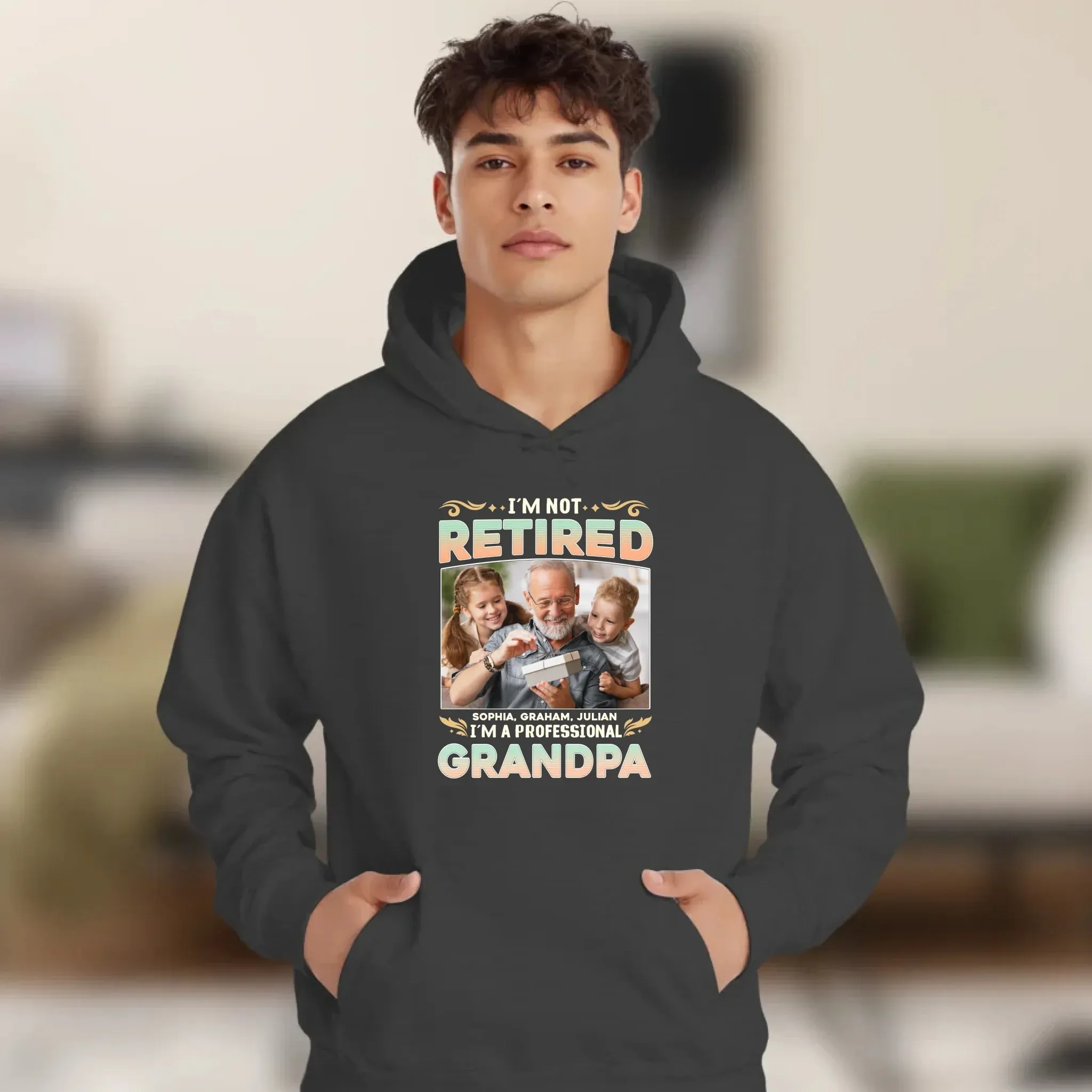 I'm Not Retired, I'm A Professional Grandpa - Custom Photo - Personalized Gifts For Grandpa - T-shirt