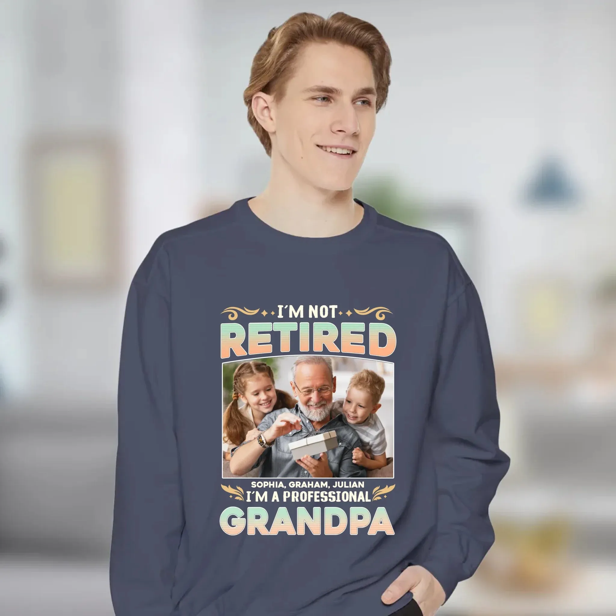 I'm Not Retired, I'm A Professional Grandpa - Custom Photo - Personalized Gifts For Grandpa - T-shirt