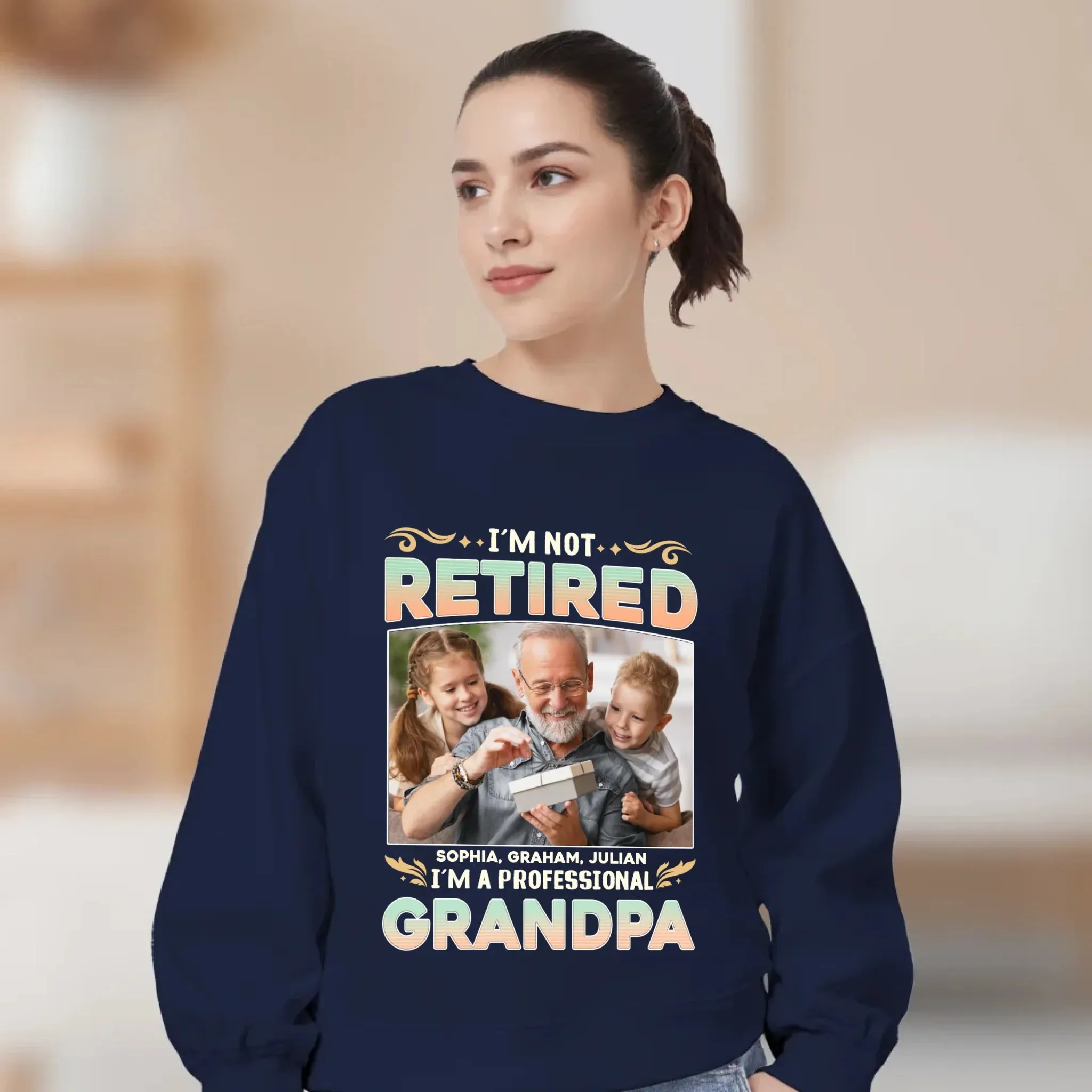 I'm Not Retired, I'm A Professional Grandpa - Custom Photo - Personalized Gifts For Grandpa - T-shirt
