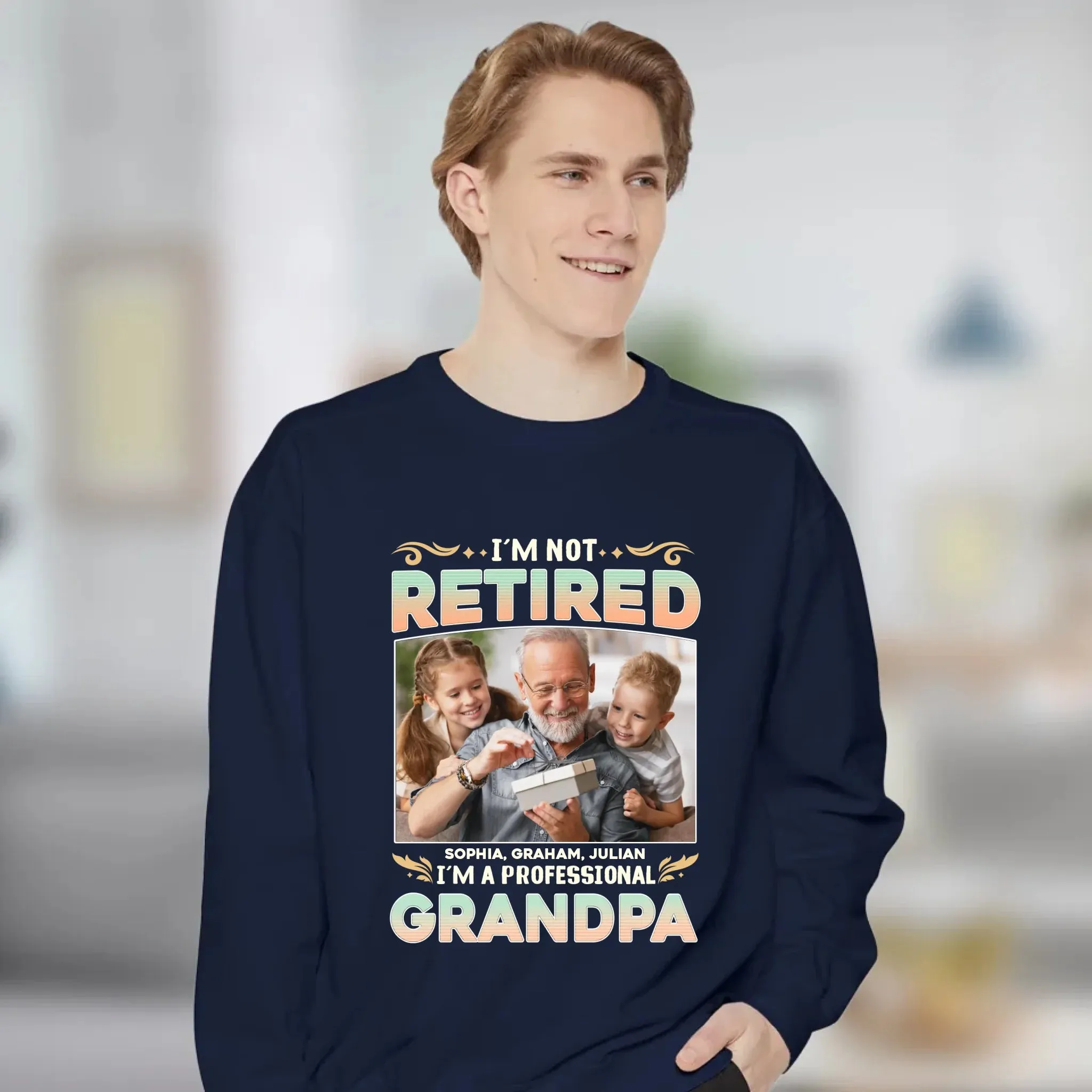 I'm Not Retired, I'm A Professional Grandpa - Custom Photo - Personalized Gifts For Grandpa - T-shirt