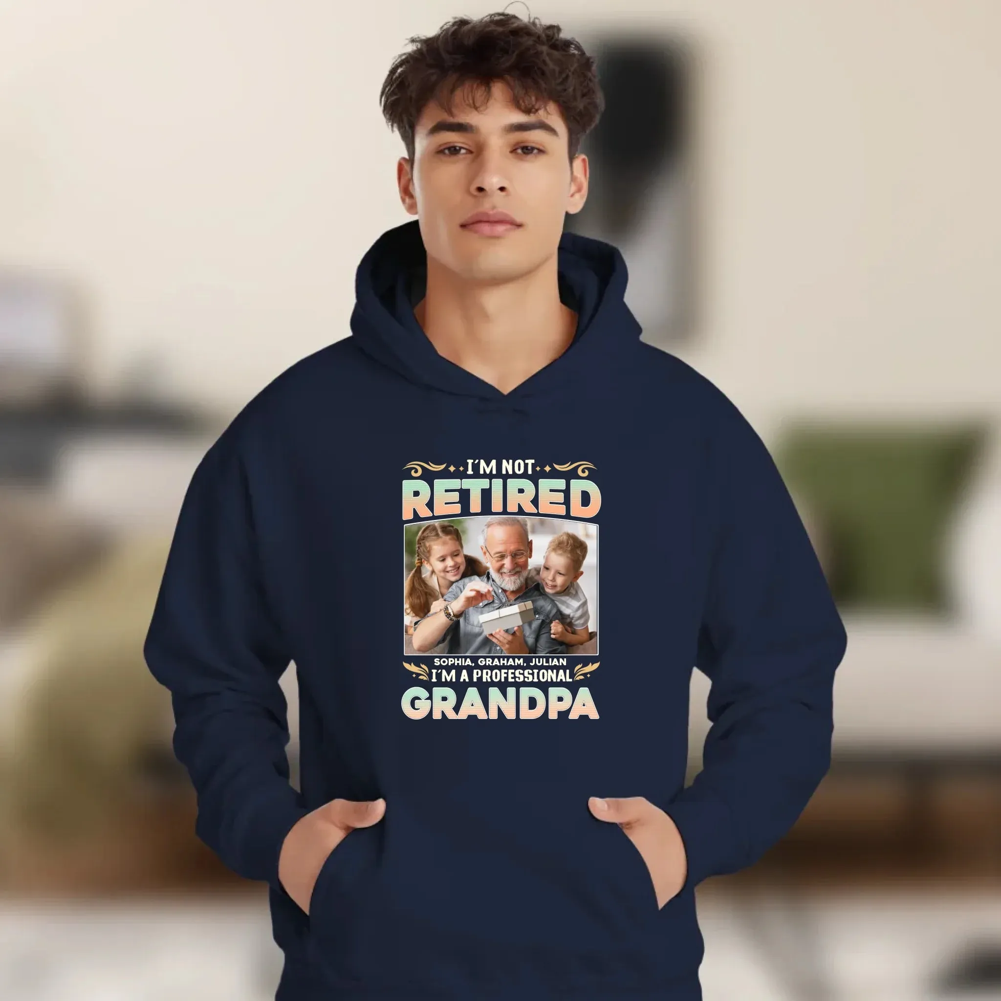 I'm Not Retired, I'm A Professional Grandpa - Custom Photo - Personalized Gifts For Grandpa - T-shirt