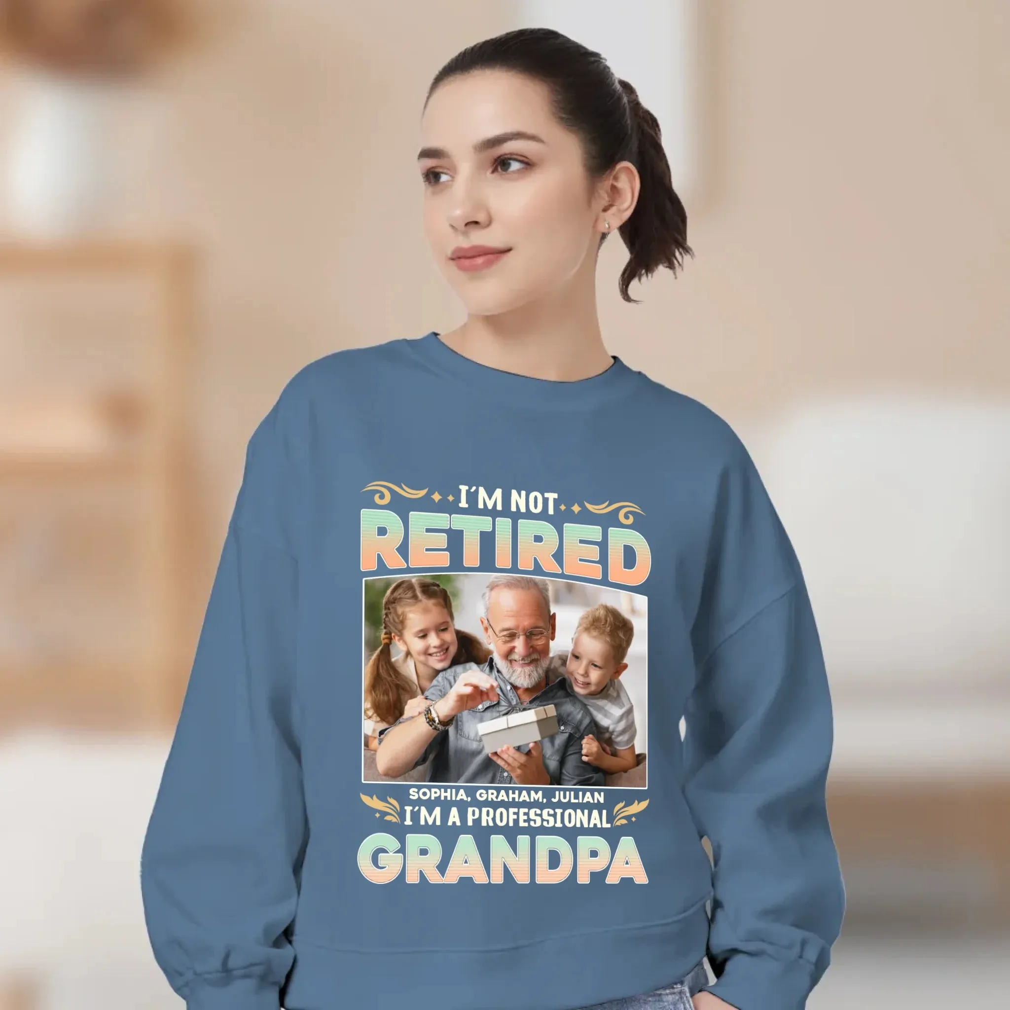 I'm Not Retired, I'm A Professional Grandpa - Custom Photo - Personalized Gifts For Grandpa - T-shirt