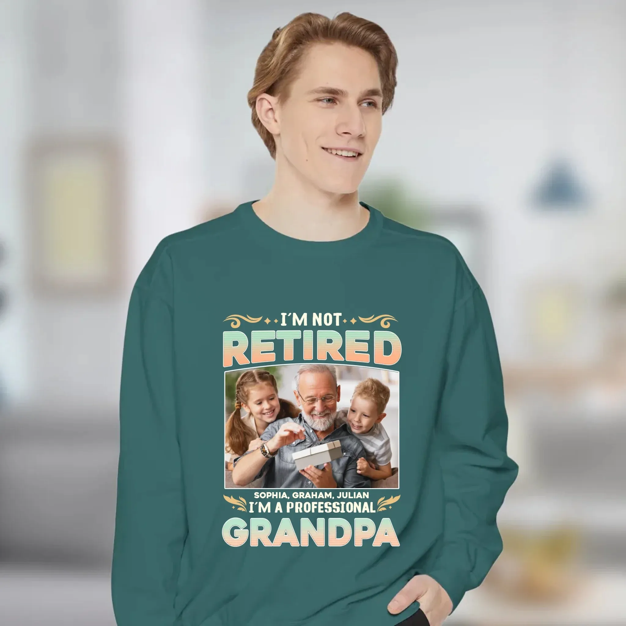 I'm Not Retired, I'm A Professional Grandpa - Custom Photo - Personalized Gifts For Grandpa - T-shirt