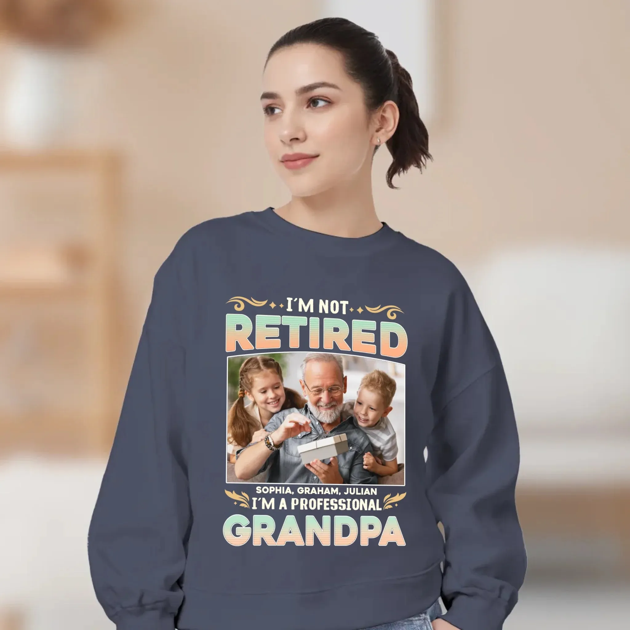 I'm Not Retired, I'm A Professional Grandpa - Custom Photo - Personalized Gifts For Grandpa - T-shirt