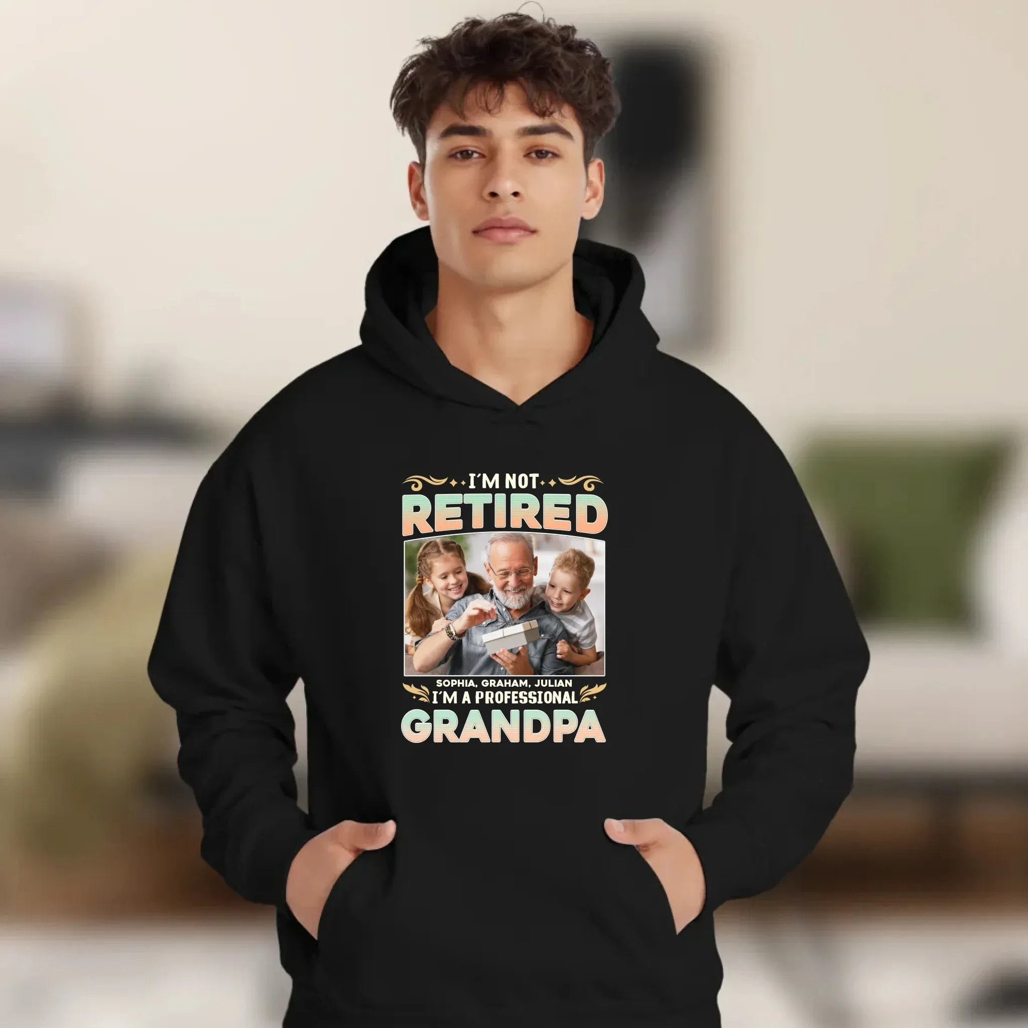 I'm Not Retired, I'm A Professional Grandpa - Custom Photo - Personalized Gifts For Grandpa - T-shirt