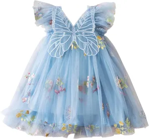 Infant Baby Ruffle Dress Toddler Girls Tulle Tutu Mesh Skirt Kids Girls Cute Butterfly Toddler Girl Dresses 6