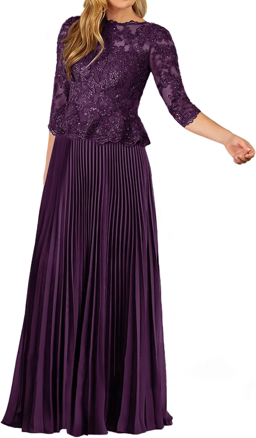 JAEDEN Mother of The Bride Dresses for Wedding - Lace Chiffon Formal Evening Gowns