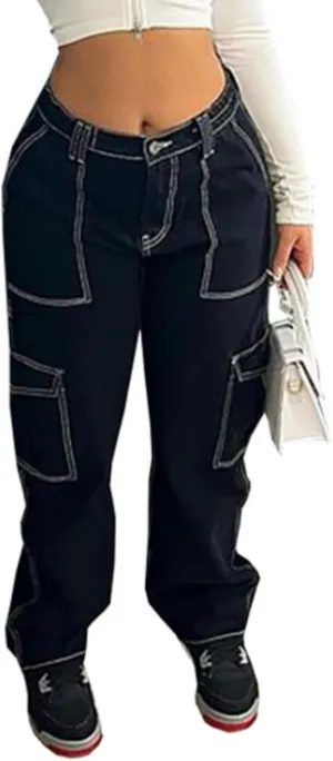 Jeans Pants Trousers Denim Women's Jeans Women's Street Fashion High Waist Open Thread Straight Leg Casual Pants