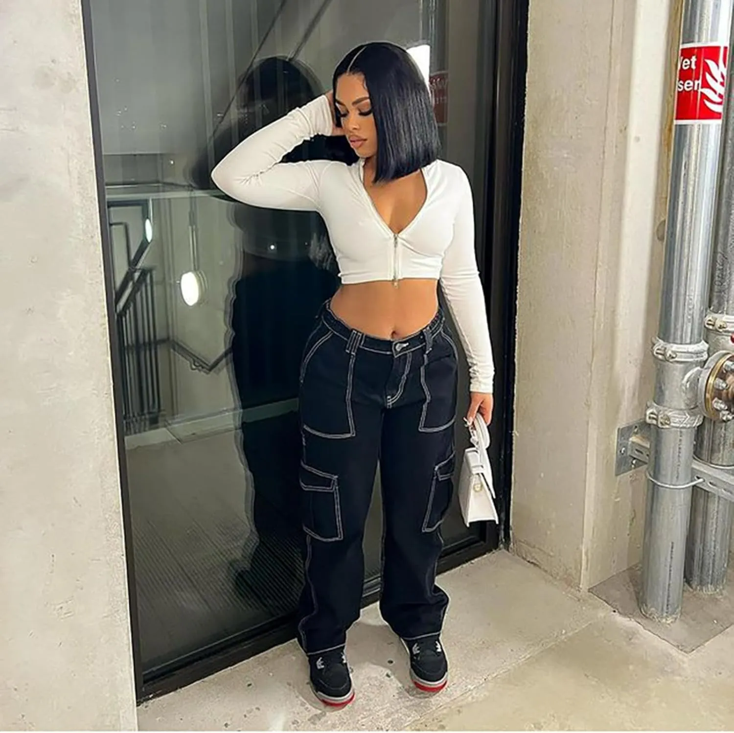 Jeans Pants Trousers Denim Women's Jeans Women's Street Fashion High Waist Open Thread Straight Leg Casual Pants