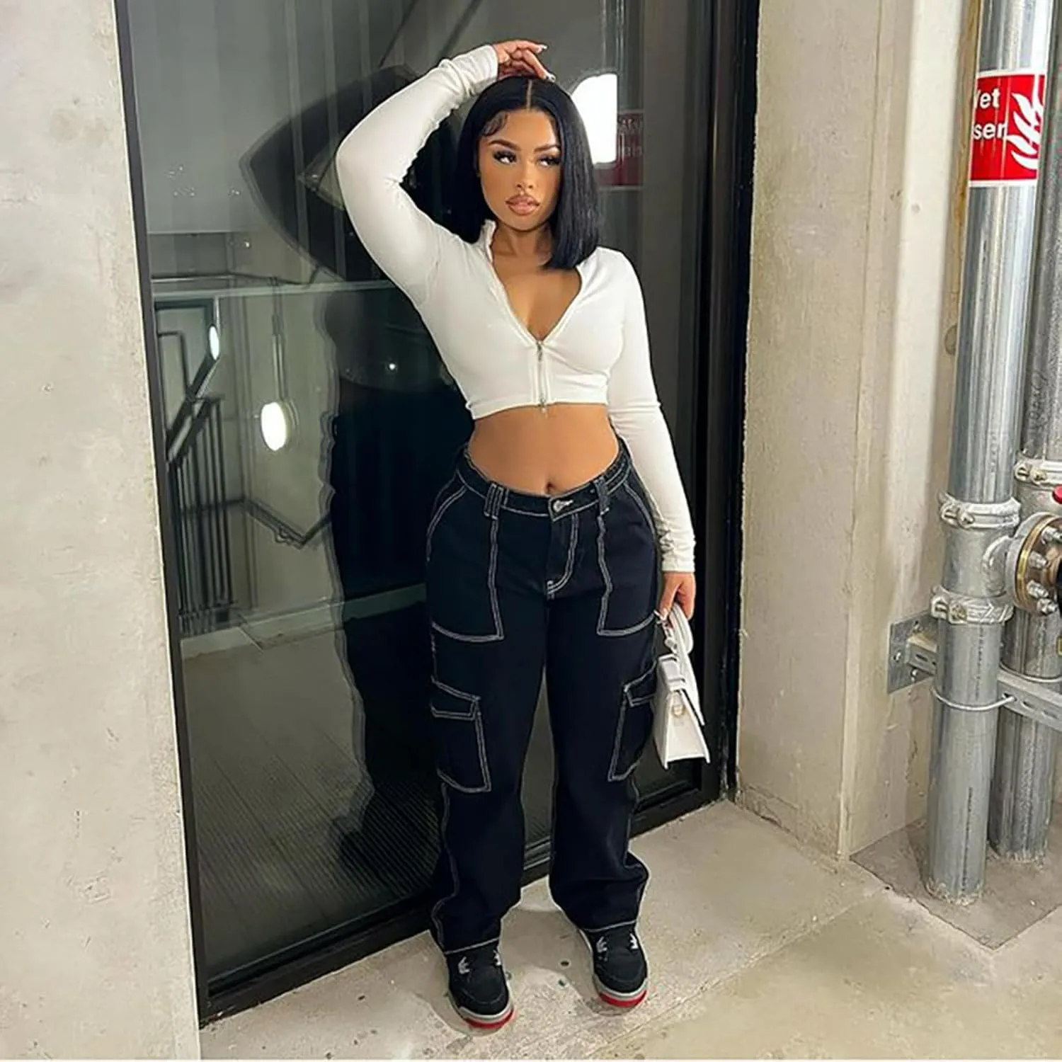 Jeans Pants Trousers Denim Women's Jeans Women's Street Fashion High Waist Open Thread Straight Leg Casual Pants