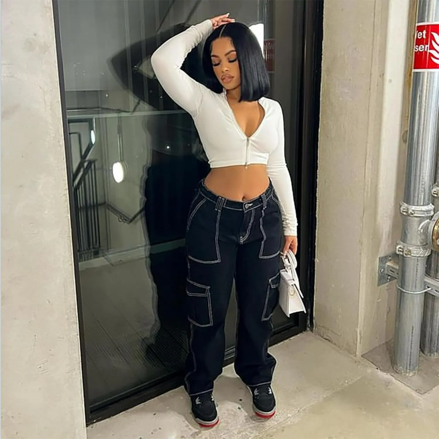 Jeans Pants Trousers Denim Women's Jeans Women's Street Fashion High Waist Open Thread Straight Leg Casual Pants