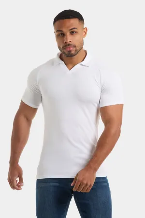 Jersey Buttonless Polo Shirt in White