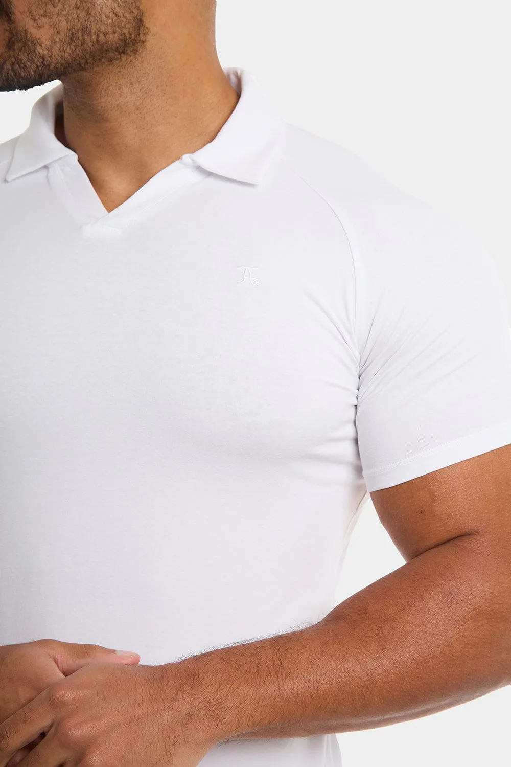 Jersey Buttonless Polo Shirt in White
