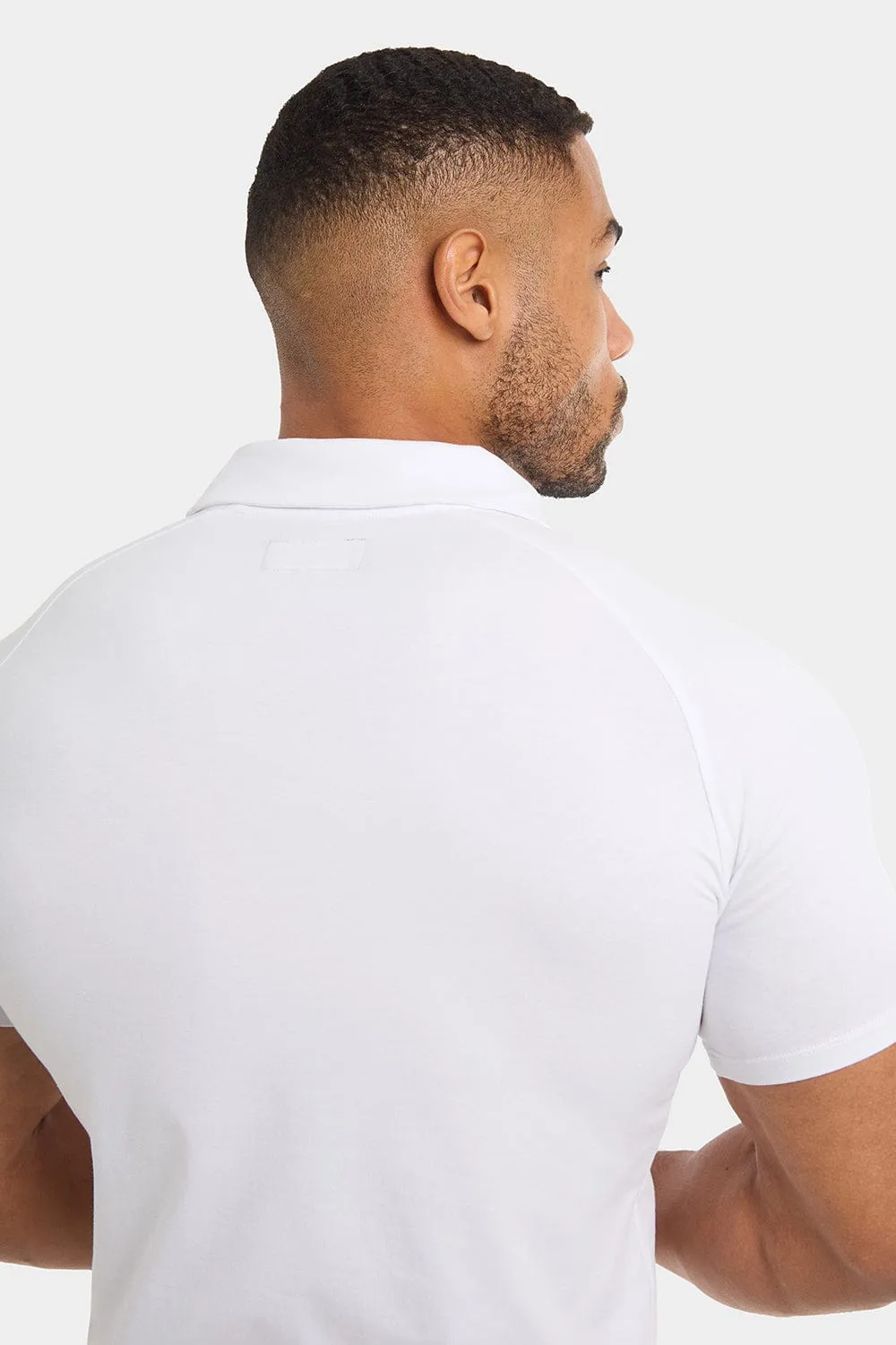 Jersey Buttonless Polo Shirt in White