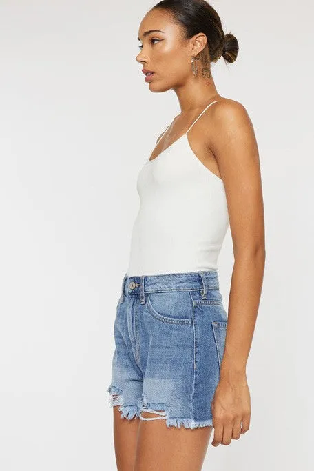 Kan Can High Rise Mom Denim Shorts