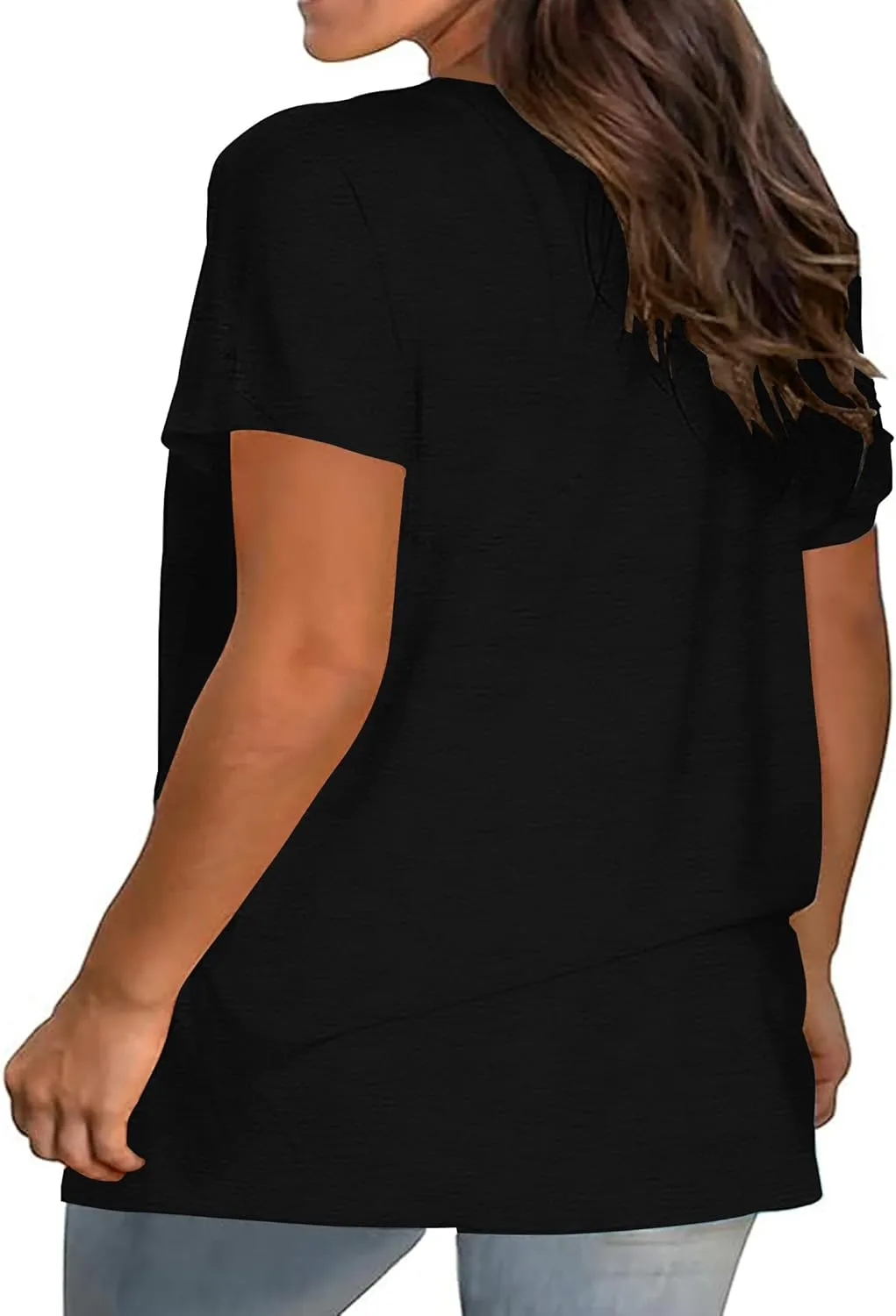 Kancystore Womens Plus Size V Neck T Shirts Short Sleeve Tops Casual Summer Tshirts Loose Fit Tee XL-5X