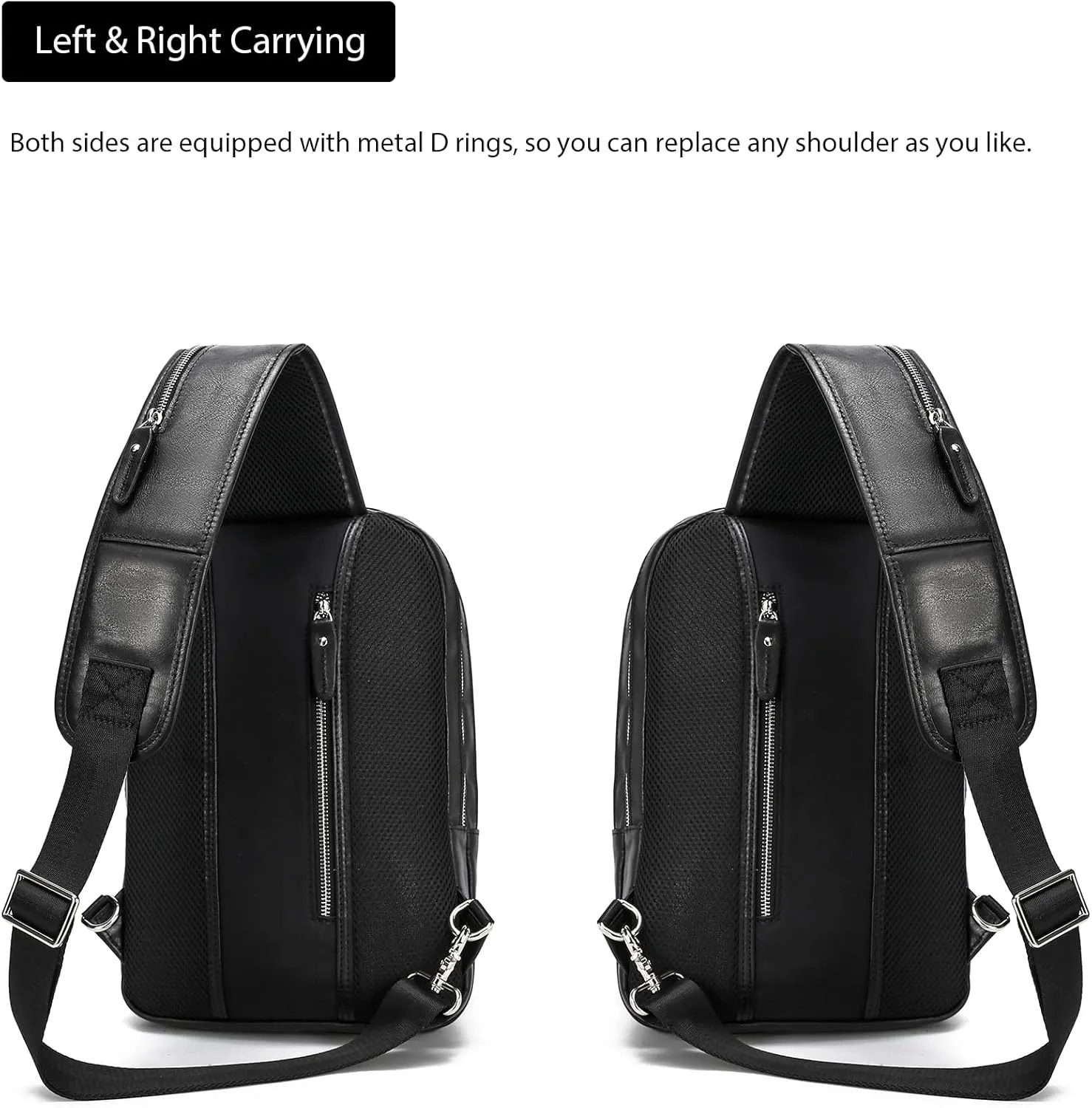 LANNSYNE Full Grain Leather Sling Bag For Men, Crossbody Bag fits 12.9" iPad Crossbody Chest Daypack