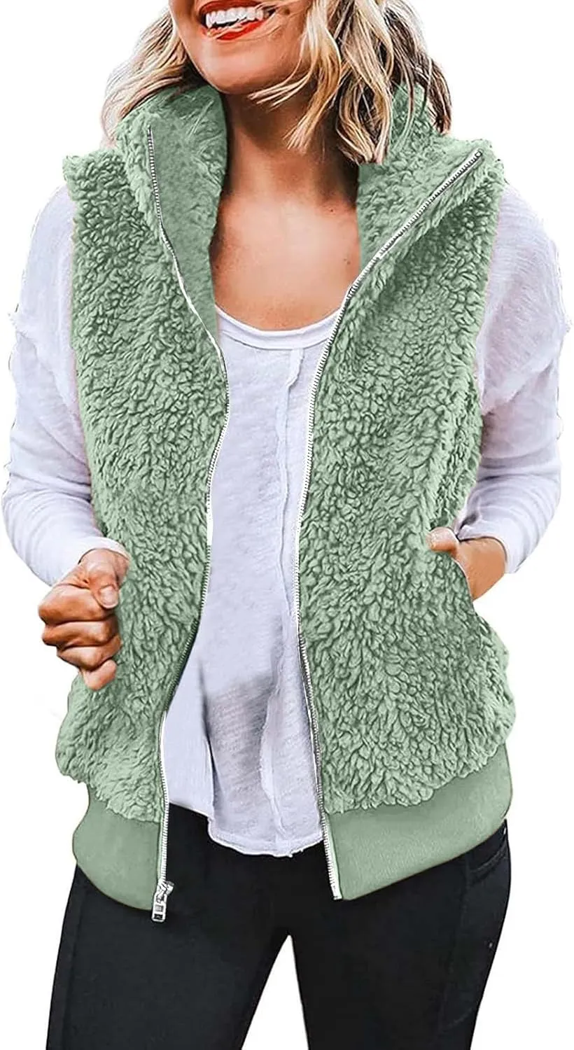 LCMTWX Womens Winter Fuzzy Fleece Jacket Outdoor Slim Outwear Office Casual Plush Cardigan Trendy Overcoat Hooded Coats