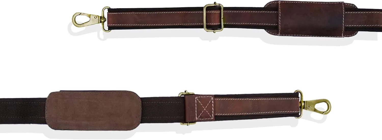 Leather Bag Replacement Shoulder Strap - Adjustable/Comfortable Strap with Shoulder Padding for All Duffle, Satchel, Messenger, Briefcase Bag by Rustic Town (Mulberry Belt with White Stitching)