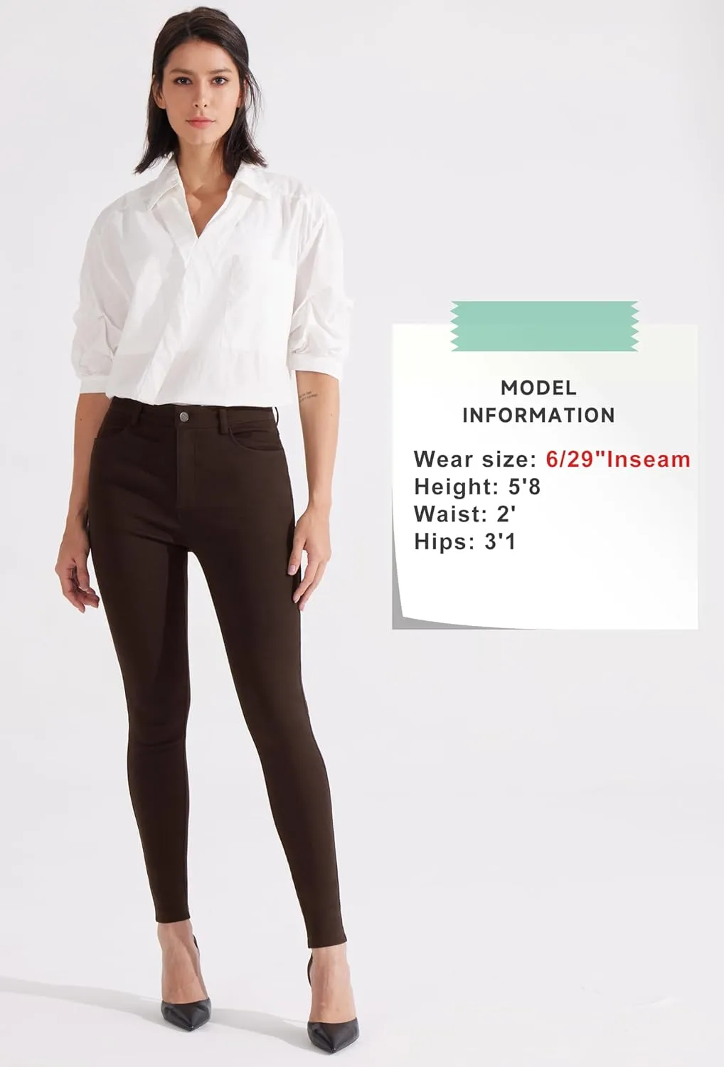 Libin Women's 4-Way Stretch Dress Pants 28"/29" Skinny-Leg Office Casual Slim Fit Work Slacks with Pockets