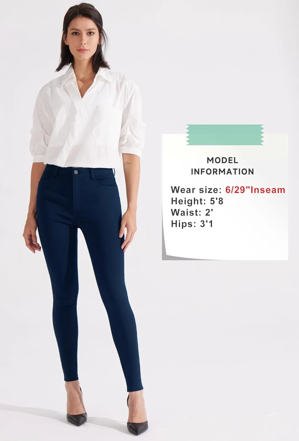 Libin Women's 4-Way Stretch Dress Pants 28"/29" Skinny-Leg Office Casual Slim Fit Work Slacks with Pockets