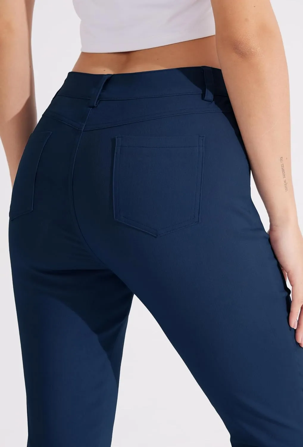 Libin Women's 4-Way Stretch Dress Pants 28"/29" Skinny-Leg Office Casual Slim Fit Work Slacks with Pockets