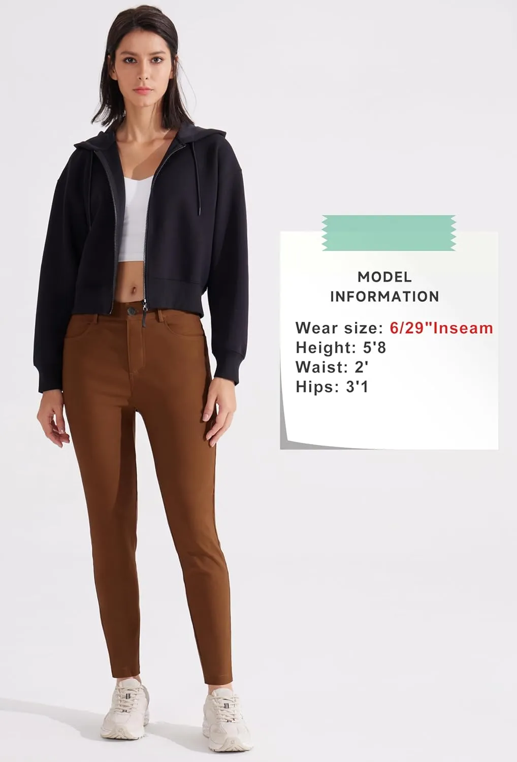 Libin Women's 4-Way Stretch Dress Pants 28"/29" Skinny-Leg Office Casual Slim Fit Work Slacks with Pockets