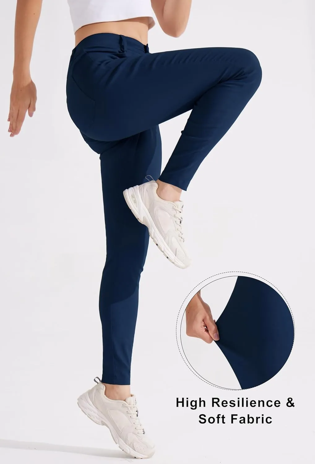 Libin Women's 4-Way Stretch Dress Pants 28"/29" Skinny-Leg Office Casual Slim Fit Work Slacks with Pockets