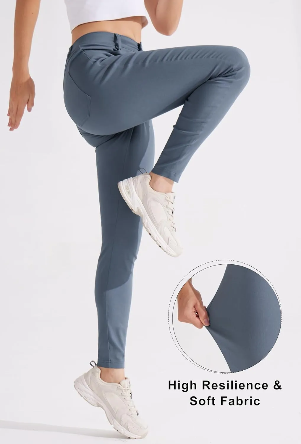 Libin Women's 4-Way Stretch Dress Pants 28"/29" Skinny-Leg Office Casual Slim Fit Work Slacks with Pockets