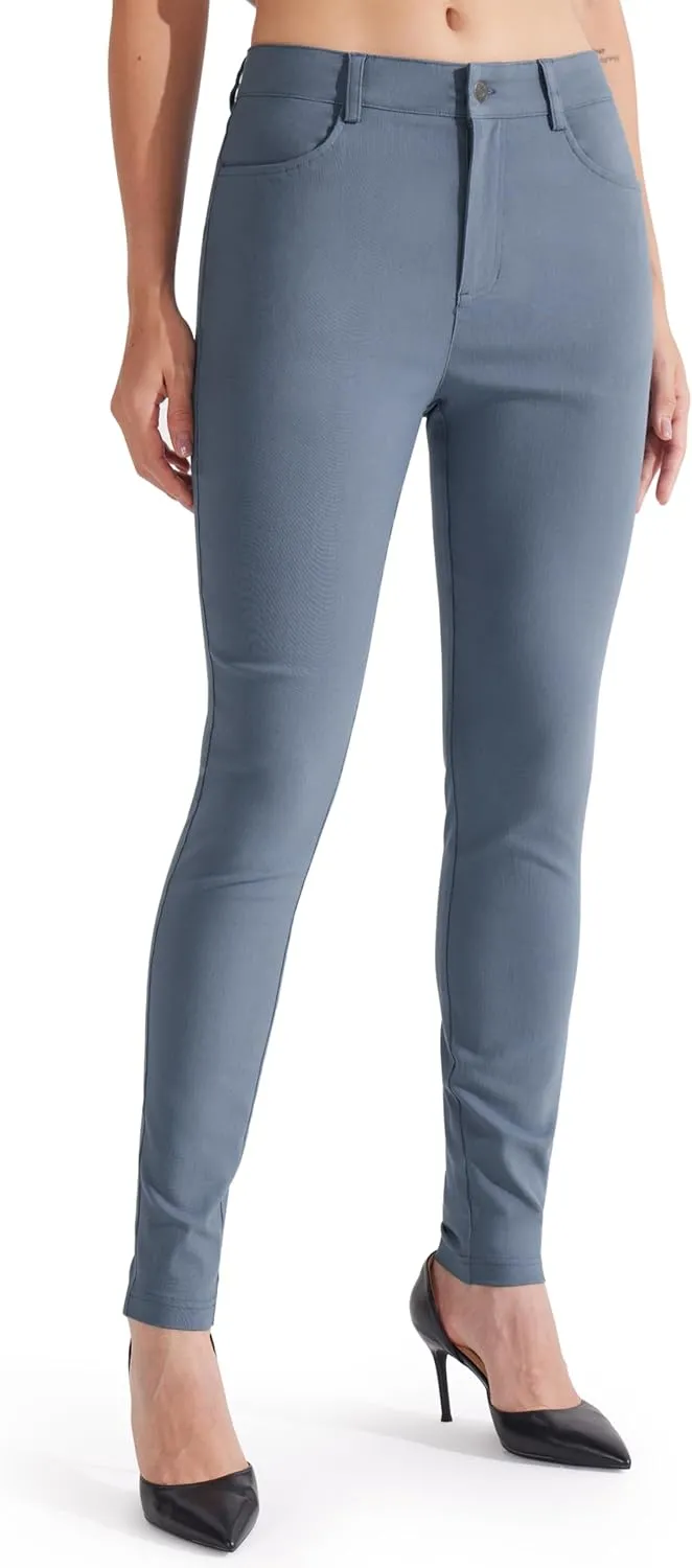 Libin Women's 4-Way Stretch Dress Pants 28"/29" Skinny-Leg Office Casual Slim Fit Work Slacks with Pockets