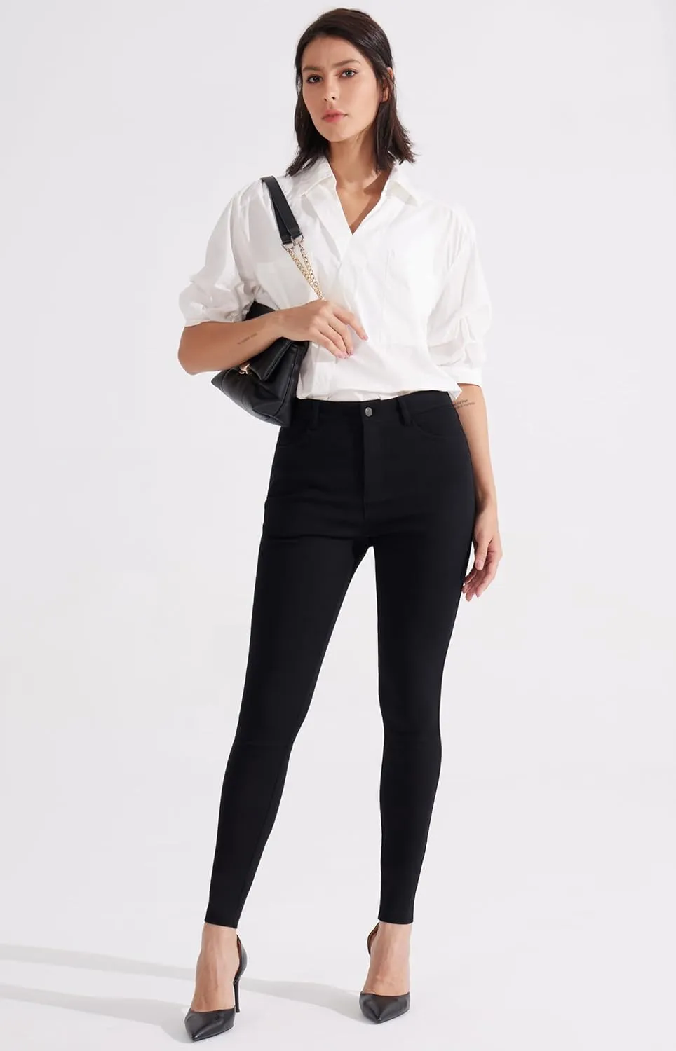 Libin Women's 4-Way Stretch Dress Pants 28"/29" Skinny-Leg Office Casual Slim Fit Work Slacks with Pockets