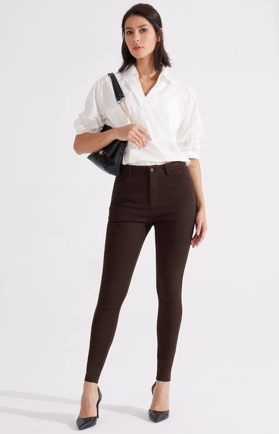 Libin Women's 4-Way Stretch Dress Pants 28"/29" Skinny-Leg Office Casual Slim Fit Work Slacks with Pockets
