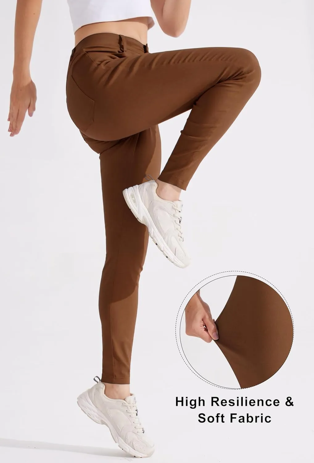 Libin Women's 4-Way Stretch Dress Pants 28"/29" Skinny-Leg Office Casual Slim Fit Work Slacks with Pockets