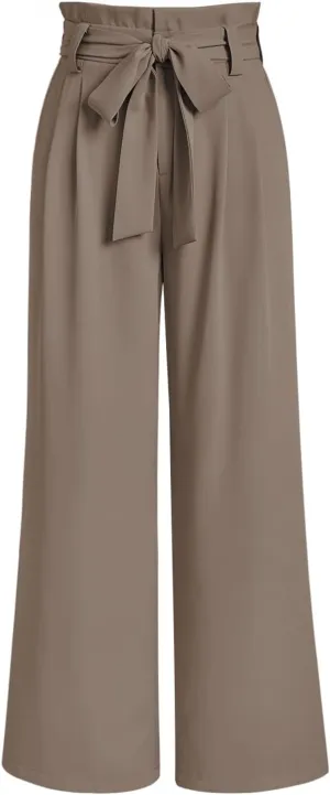LILLUSORY Wide Leg Dress Pants Women's Paperbag High Waisted Business Casual Trousers with Removable Belt