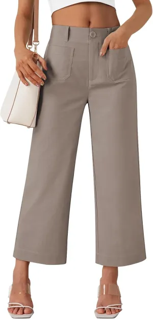 LILLUSORY Womens Linen Pants Wide Leg 2025 Summer Beach Vacation Outfits Clothes Lightweight Capri Capris Trendy Crop Cropped Casual Trousers
