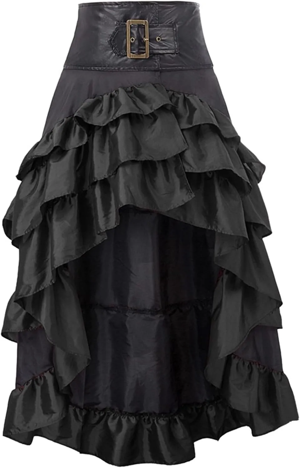 Long Skirts For Women Gothic Dress Vintage Renaissance Midi Skirt High Waist Irregular Hem Ruched Punk A-Line Skirt
