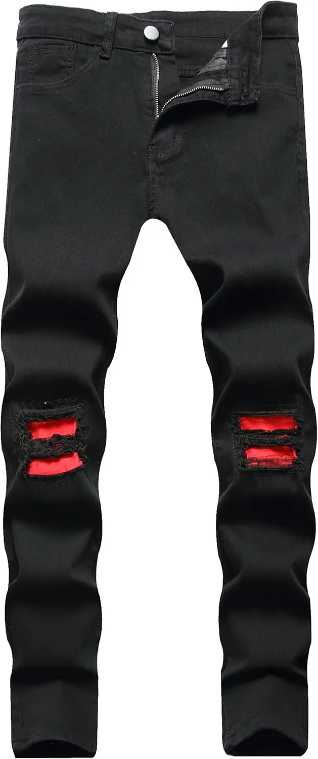 LONGBIDA Men's Ripped Jeans,Slim Fit Distressed Stretch Denim Pants Y2K Cargo Skinny Jeans for Men 2024
